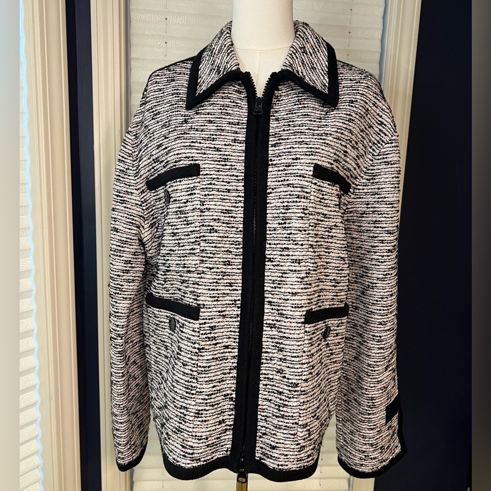St John Boxy Tweed Jacket with Zipper